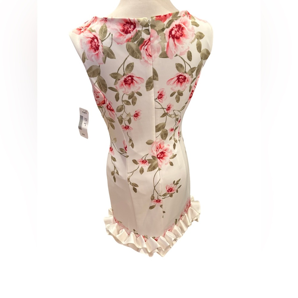 Donna Ricco Zip up Floral Sleeveless Dress with Ruffle Hem — Size 4 - Picture 3 of 4